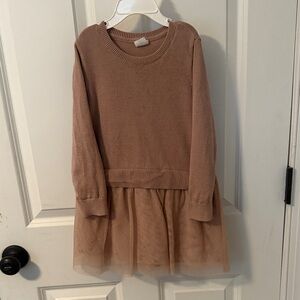 Gap Girls 4T Adorable Pink Knit and Tulle with gold polka dots Dress